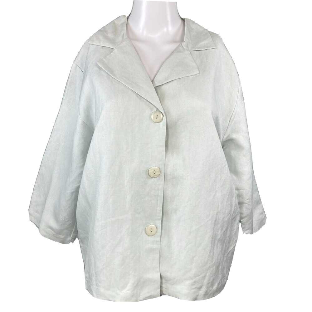 Jessica Holbrook Jacket Shirt Women Sz M Sea Glass Blue Lightweight Buttons NWOT